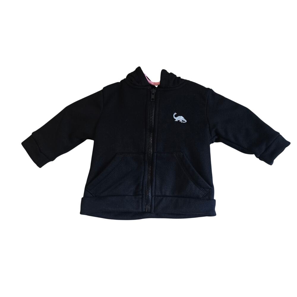Mick Mack black dinosaur zip up hoodie size 12 months
